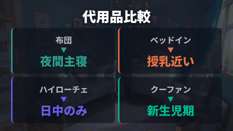 代用品は夜間の寝床と日中の居場所で分ける