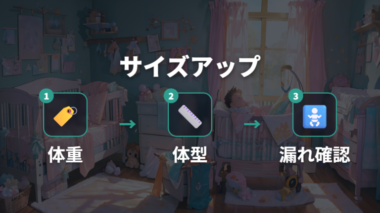 サイズアップのタイミングは跡と漏れで判断する