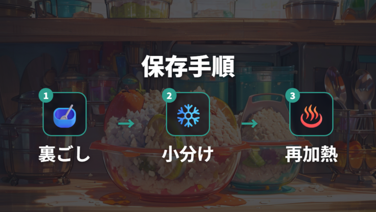 なめらかにする調理と保存は裏ごしから小分け冷凍まで行う