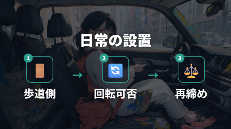 乗せ降ろししやすい設置場所は歩道側と回転機能で考える