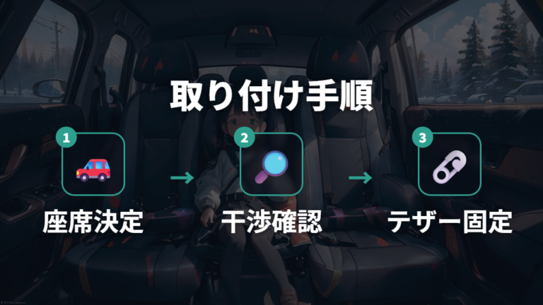 ISOFIX対応位置と固定方法は取扱説明書で確認する