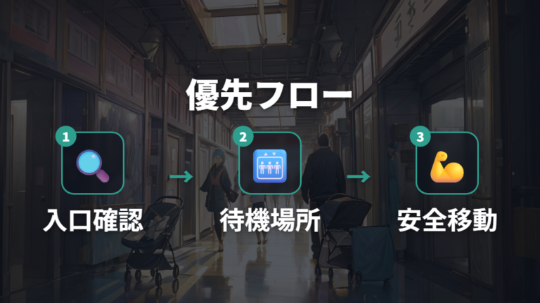 エレベーターがない時の移動は時間と安全を優先する