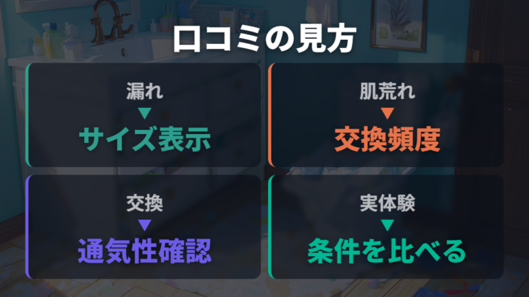 口コミで見る漏れや肌荒れはサイズと交換頻度も見る