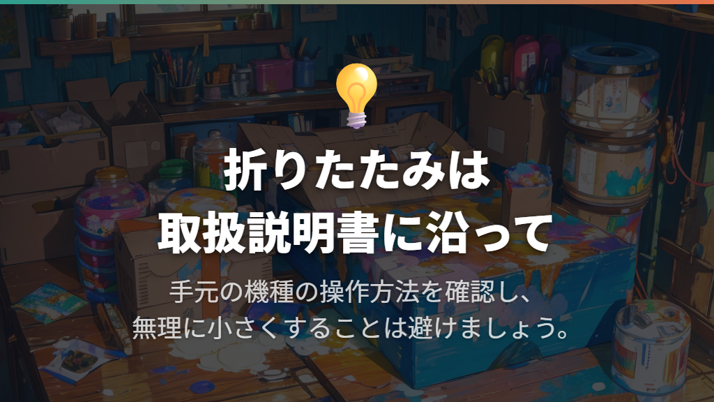 梱包資材をそろえ、取扱説明書に沿って折りたたむ